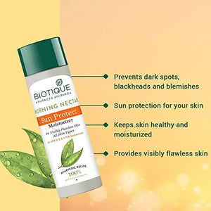 Biotique Advanced Ayurveda Bio Morning Nectar Visibly Flawless Sun Protector 30+SPF UVA/UVB Sunscreen - Distacart