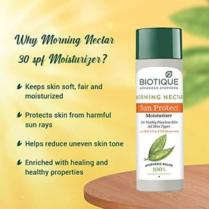Biotique Advanced Ayurveda Bio Morning Nectar Visibly Flawless Sun Protector 30+SPF UVA/UVB Sunscreen - Distacart