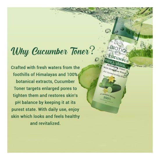 Biotique Bio Cucumber Pore Tightening Freshener With Himalayan Waters - Distacart