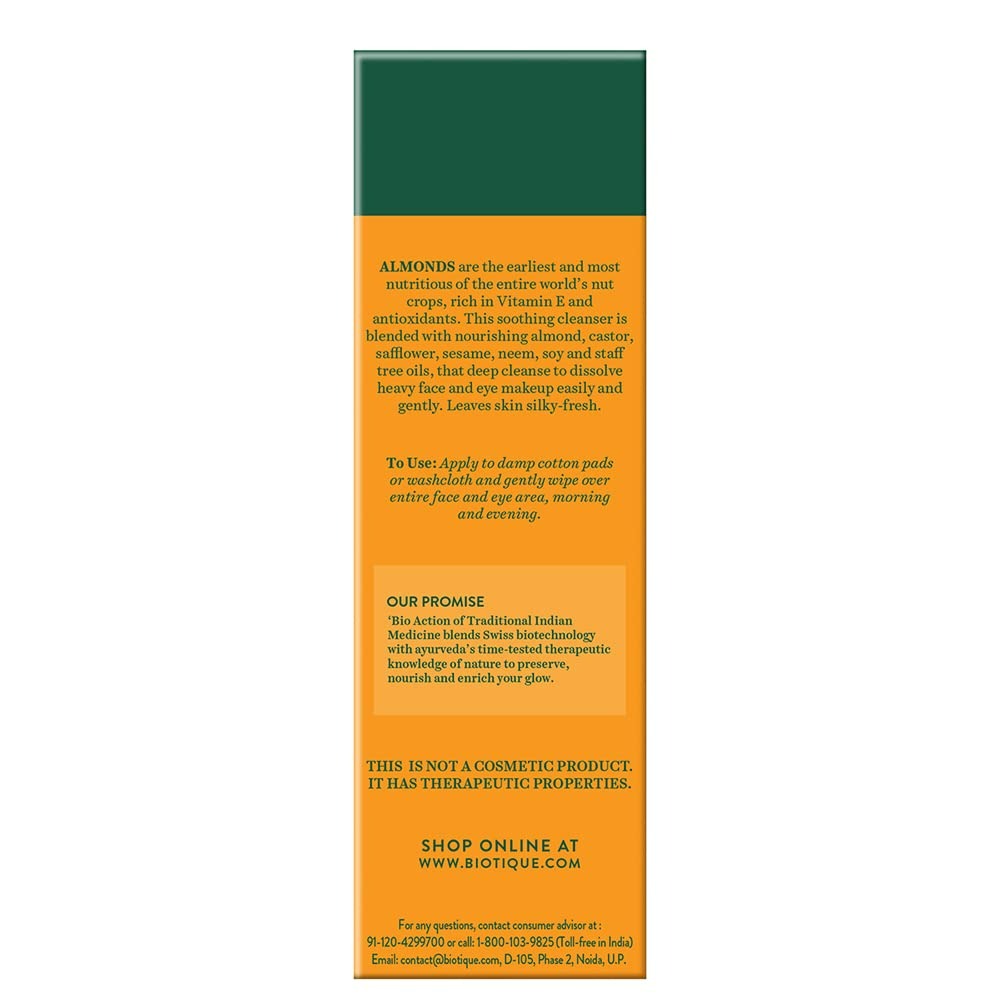 Biotique Advanced Ayurveda Bio Almond Oil Soothing Face And Eye Makeup Cleanser - Distacart