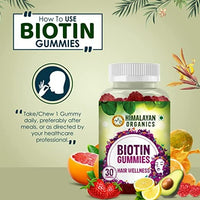 Thumbnail for Himalayan Organics Biotin Gummies Hair Vitamins - Distacart