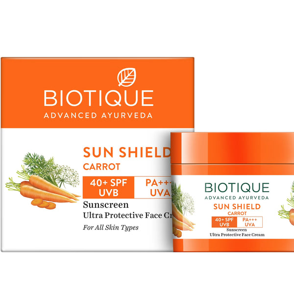 Biotique Advanced Ayurveda Bio Carrot 40+ SPF UVA/UVB Sunscreen Ultra Soothing Face Cream - Distacart