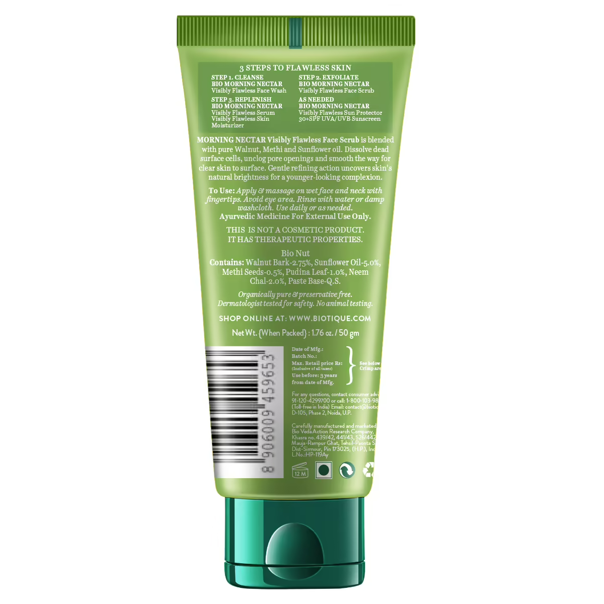 Biotique Advanced Ayurveda Bio Morning Nectar Visibly Flawless Face Scrub - Distacart