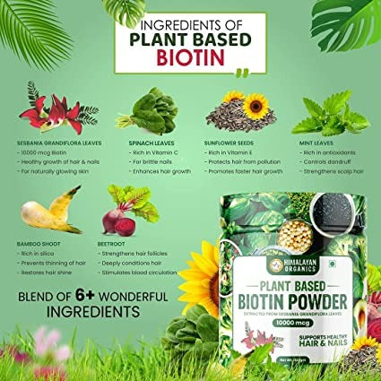 Himalayan Organics Plant Based Biotin 10000mcg Capsules - Distacart