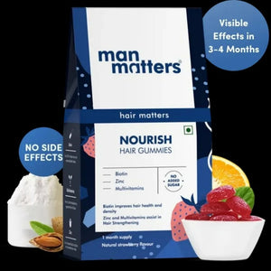 Man Matters Biotin Nourish Hair Gummies With Multivitamins (Sugar Free) - Strawberry Flavor - Distacart
