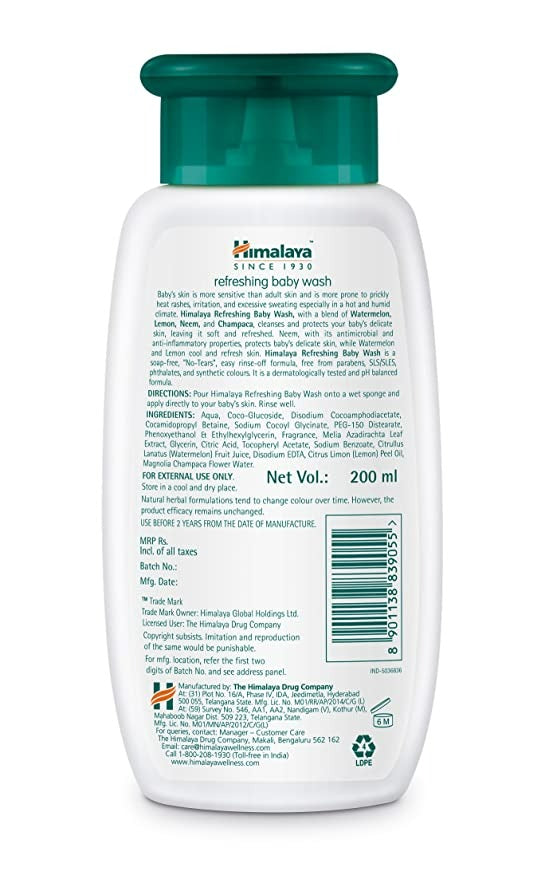 Himalaya Herbals - Refreshing Baby Wash - Distacart