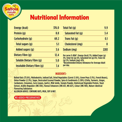 Saffola Masala Oats Veggie Twist - Distacart