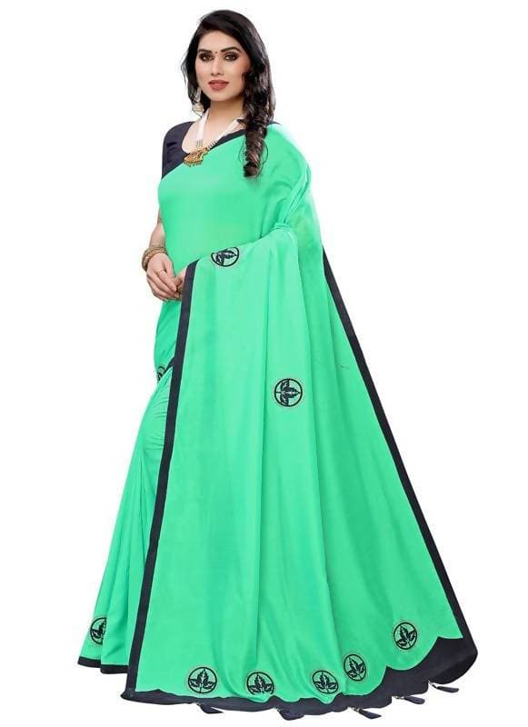 Vamika Designer Green Georgette Saree (TSUNAMI GREEN)