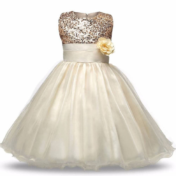 Asmaani Baby Girl's Gold Color Satin A-Line Maxi Full Length Dress (AS-DRESS_22046) - Distacart