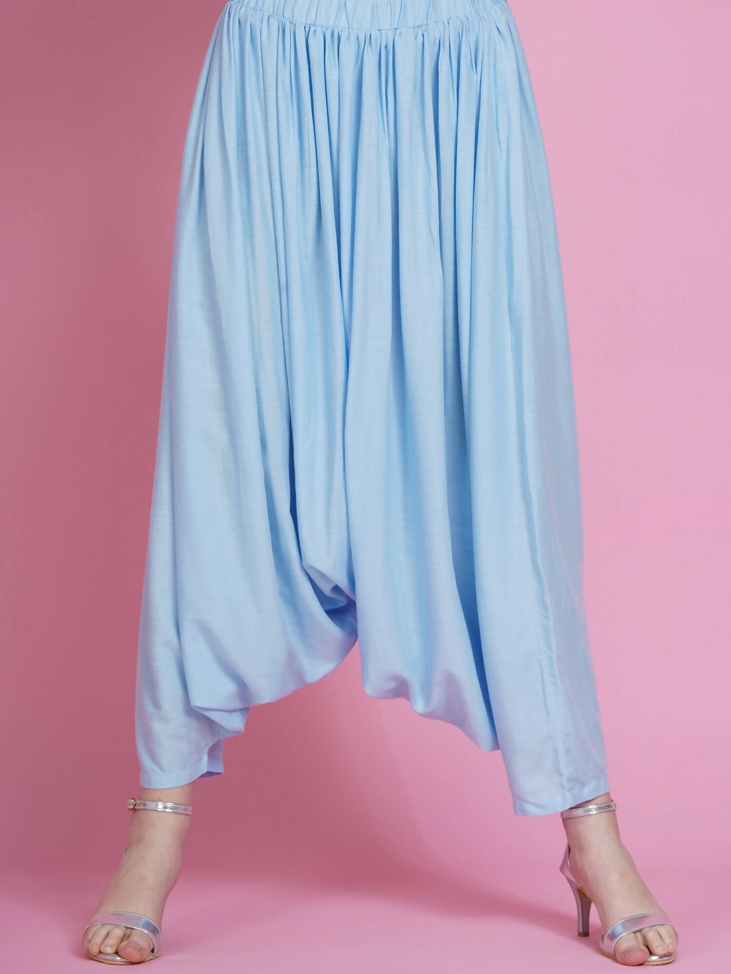 Women Republic Powder Blue Hand Embellished Kurta With Harem Pants - Distacart