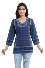 Thumbnail for Snehal Creations Indigo Blue Summer Cool Short Kurti Tunic Top