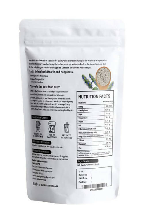 Vanalaya Organic White Chia Seeds - Distacart
