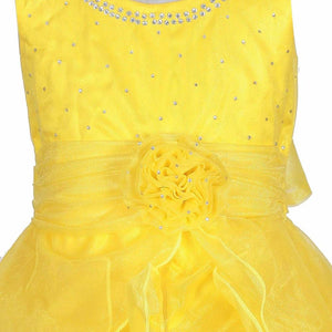 Asmaani Baby Girl's Yellow Color Satin Knee Length Frock (AS-DRESS_22141) - Distacart