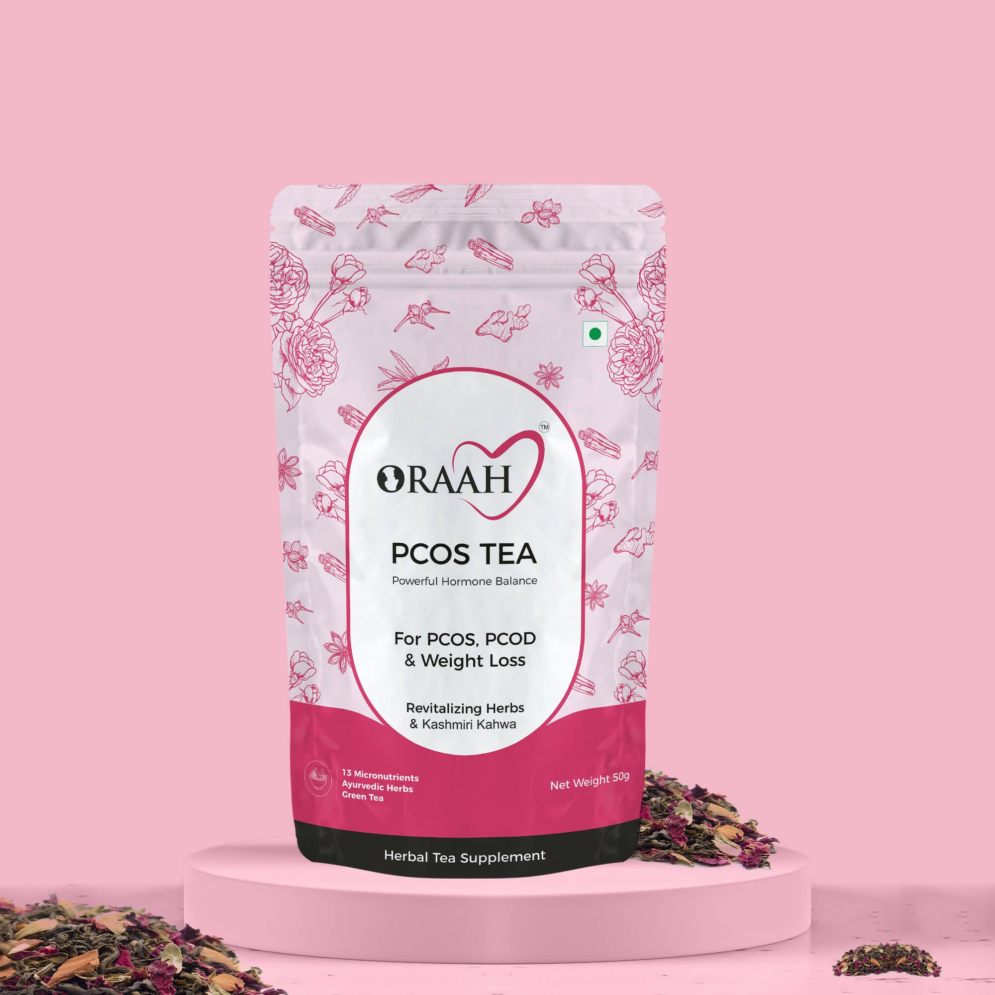 Oraah PCOS PCOD Care Combo (Kahwa Tea, Hair Removal Cream & Intimate Wipes) - Distacart