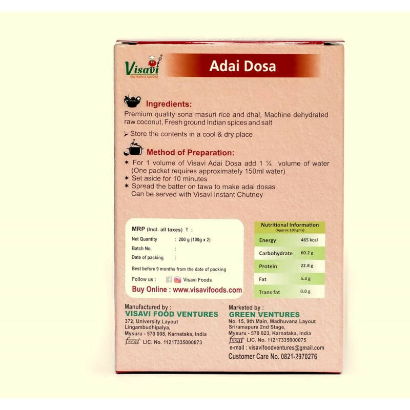 Visavi Adai Dosa Mix - Distacart