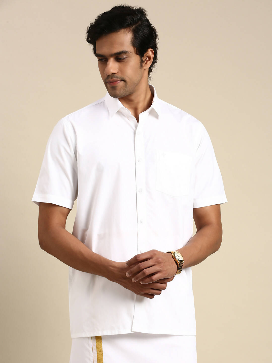 Ramraj Cotton Mens Half Sleeve Formal 100 % Cotton White Shirt - Distacart