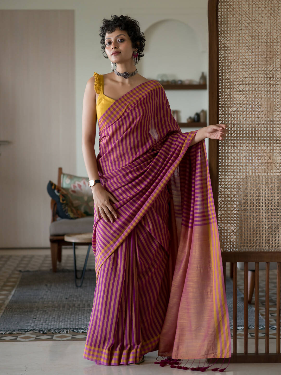 Suta Mustard Woven Design Pure Cotton Saree - Distacart