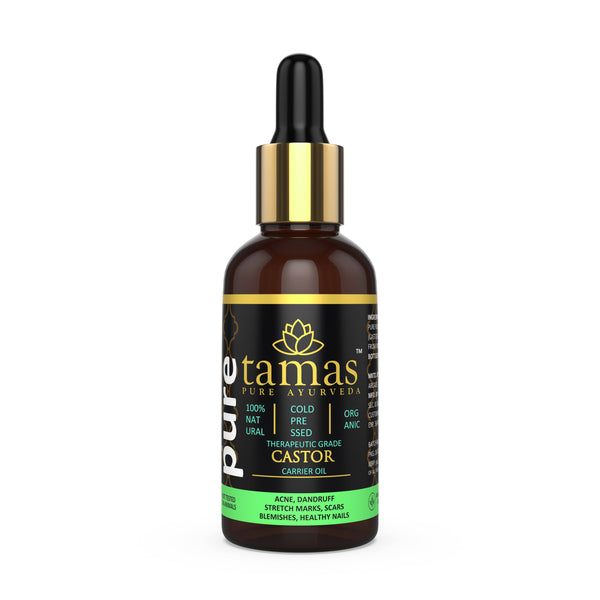 Tamas Pure Ayurveda 100% Organic Castor Cold-Pressed Oil - USDA Certified Organic-30ml - Distacart