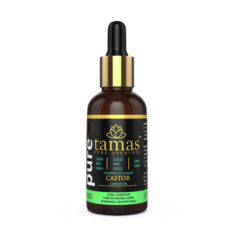 Tamas Pure Ayurveda 100% Organic Castor Cold-Pressed Oil - USDA Certified Organic-30ml - Distacart