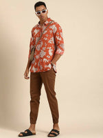 Thumbnail for Orange Men Pure Cotton Relaxed Opaque Printed Casual Resort Shirt - Mahotsav - Distacart