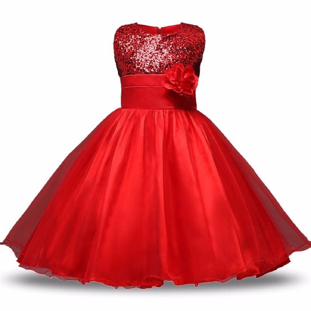 Asmaani Baby Girl's Red Color Satin A-Line Maxi Full Length Dress (AS-DRESS_22043) - Distacart