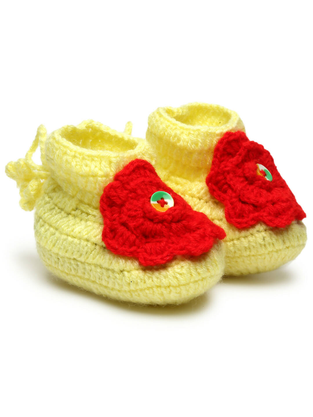 Chutput Kids Woollen Hand Knitted Flower Detailed Booties - Yellow - Distacart
