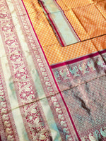 Thumbnail for DEIANA'S Beautiful Golden Jari with New Design Soft Lichi Silk Saree - Orange - Distacart