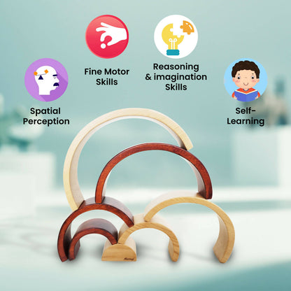 Matoyi Wooden Arch Shaped Stacker Multicolor - 7 Piece - Distacart