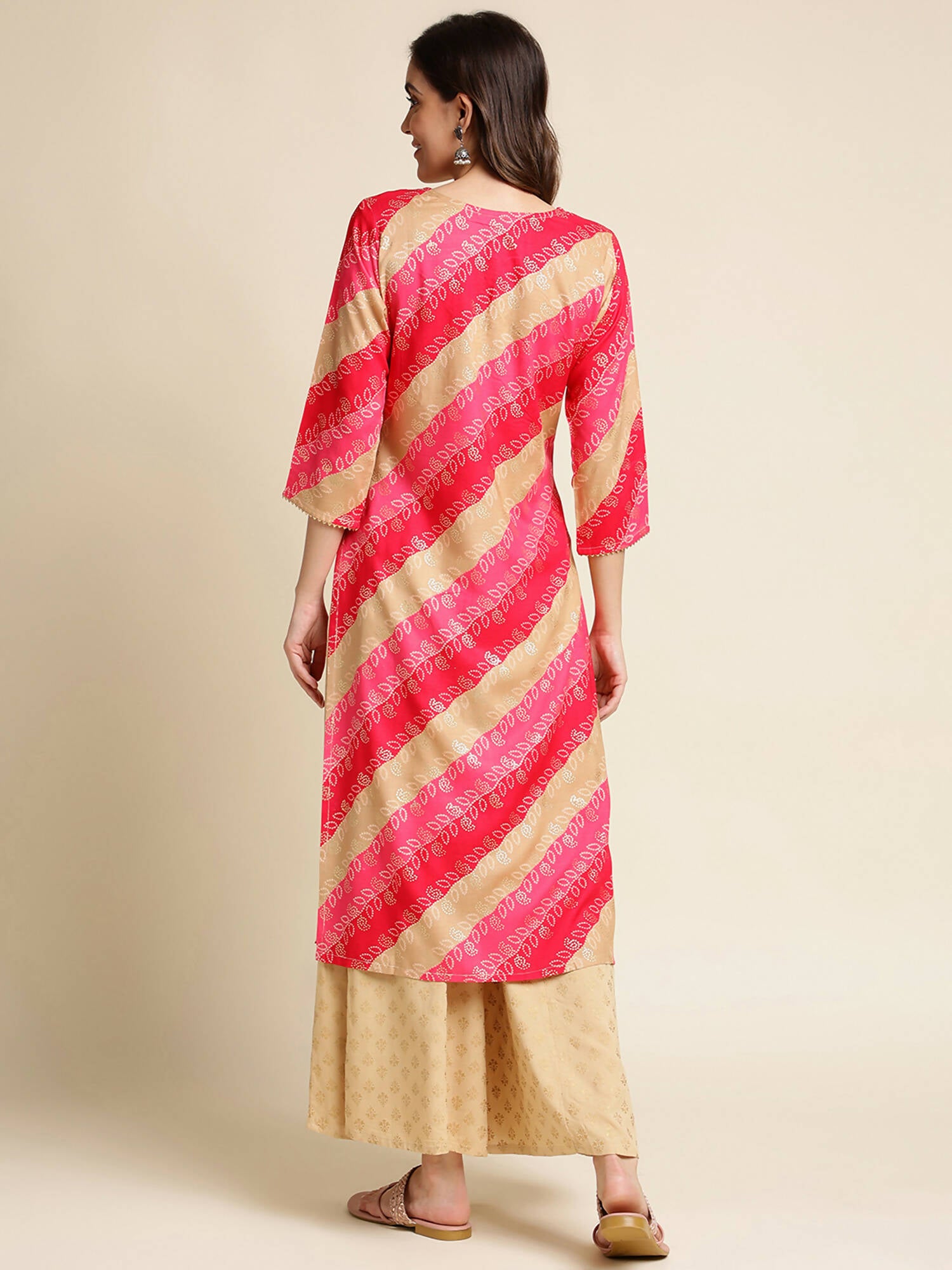 Pink Rayon Floral Printed Straight Fit Kurta - Prasuti - Distacart