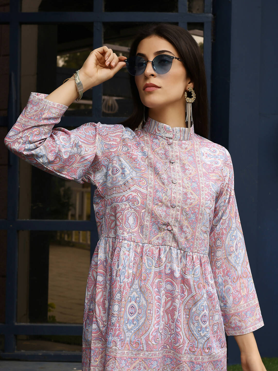 Light Pink Rayon Floral Printed Top with Matching Bottom - Eesha - Distacart