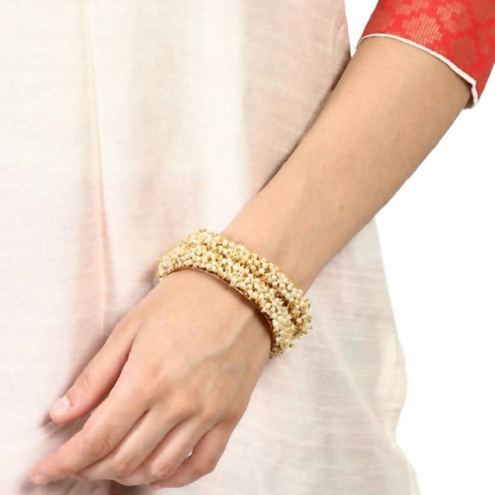 Mominos Fashion Trendy Gold Plated With Pearls Bangles Online