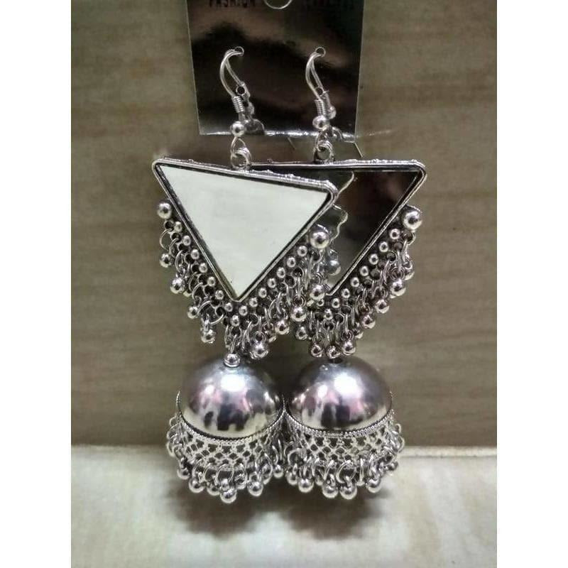Latest Fashion Silver Oxidized Mirror Design Jhumka Party wear Earrings