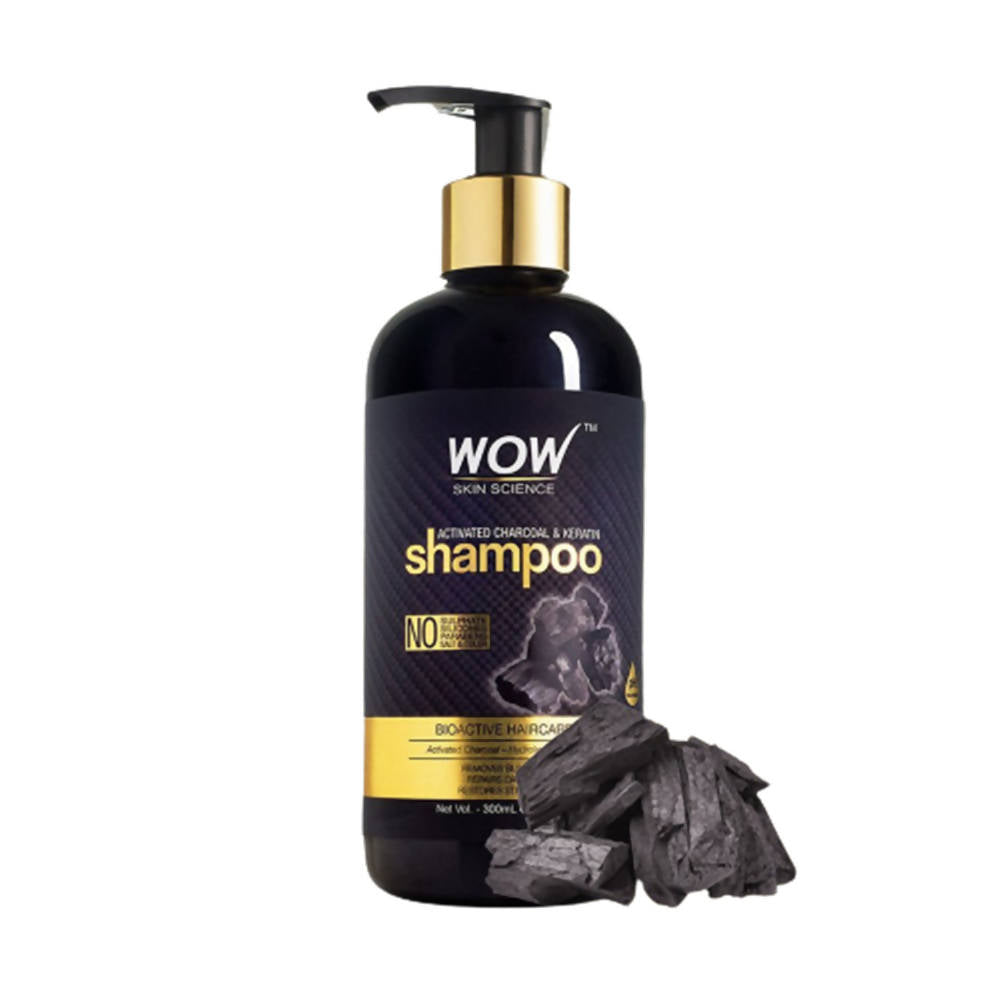 Wow Skin Science Activated Charcoal & Keratin Shampoo - Distacart