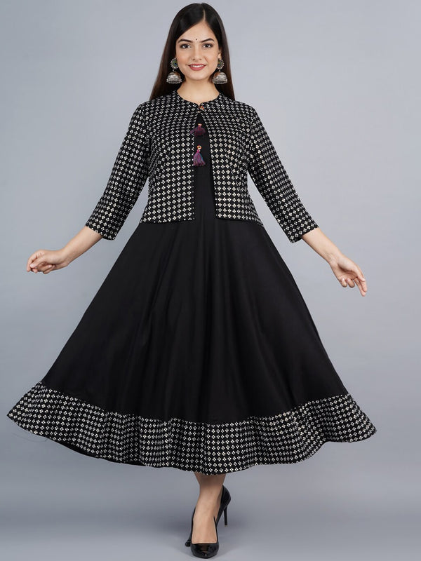 Kalini Women Black Geometric Printed Anarkali Kurta - Distacart