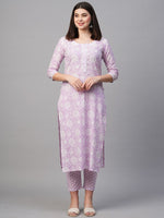 Thumbnail for Kalini Straight Floral Printed Kurta with Trousers - Distacart