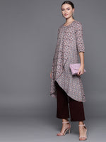 Thumbnail for Biba Women Pink & Blue Printed A-Line Layered Kurta - Distacart