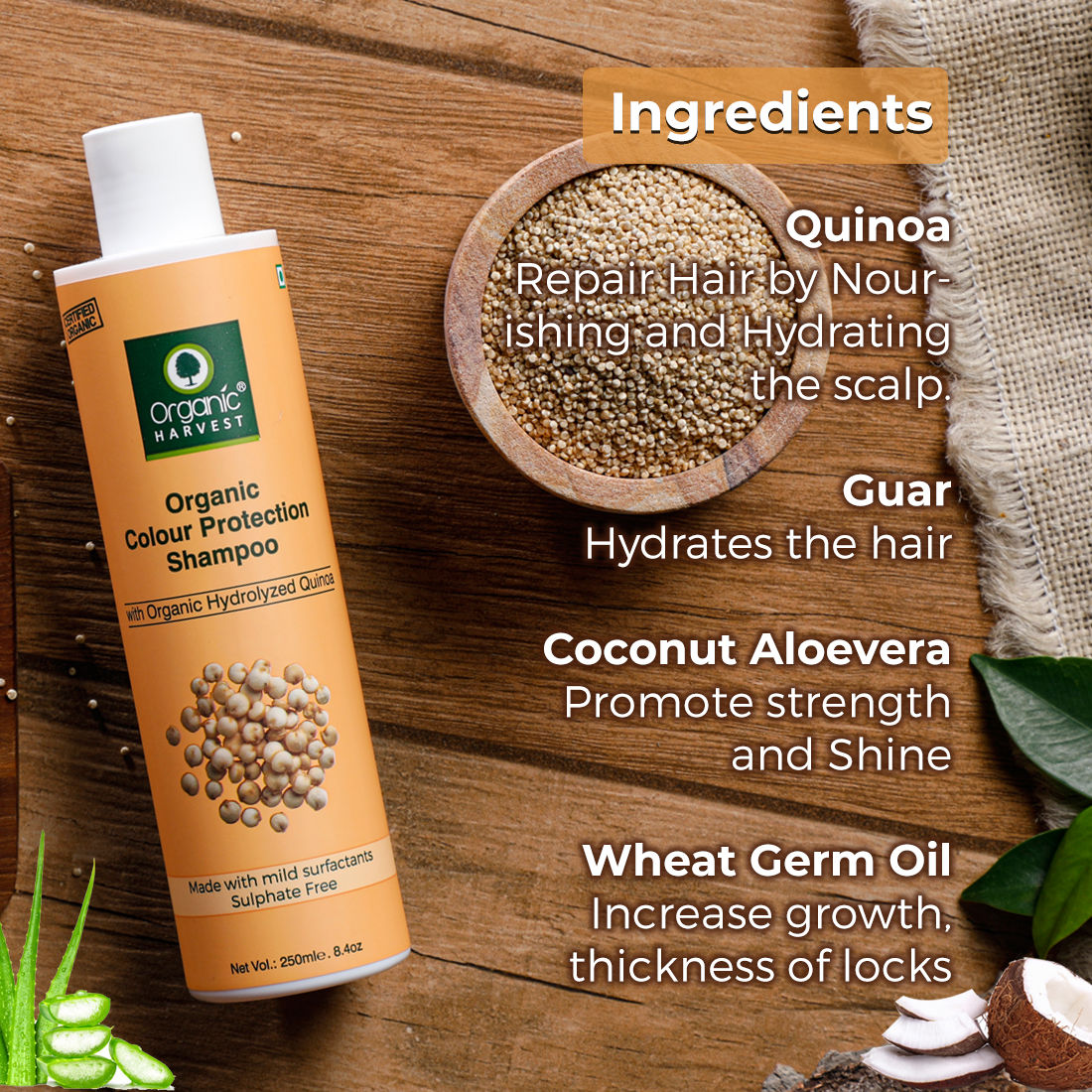 Organic Harvests Organic Color Protect Quinoa Shampoo