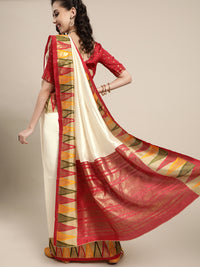 Thumbnail for Saree Mall Off White Solid Chanderi Saree - Distacart