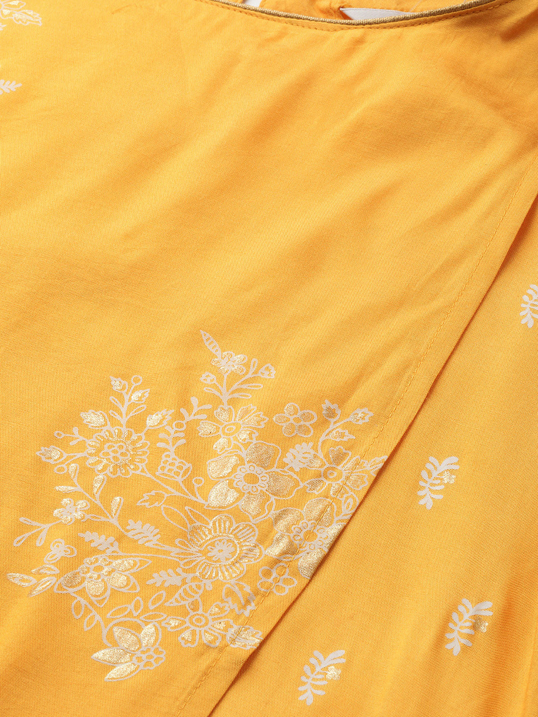 Biba Women Yellow & White Block Print Layered A-Line Kurta - Distacart