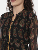 Thumbnail for Souchii Women Black Printed A-Line Dress - Distacart