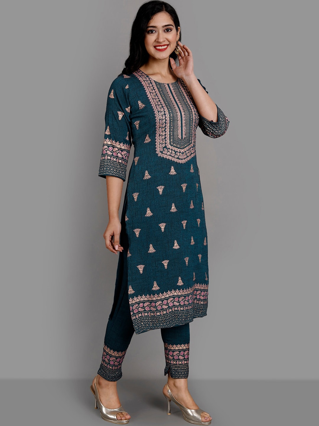 Kalini Ethnic Motifs Embroidered Zardozi Kurta & Trousers With Dupatta - Distacart