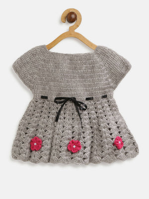 ChutPut Hand knitted Crochet Maharani Wool Dress - Pink - Distacart