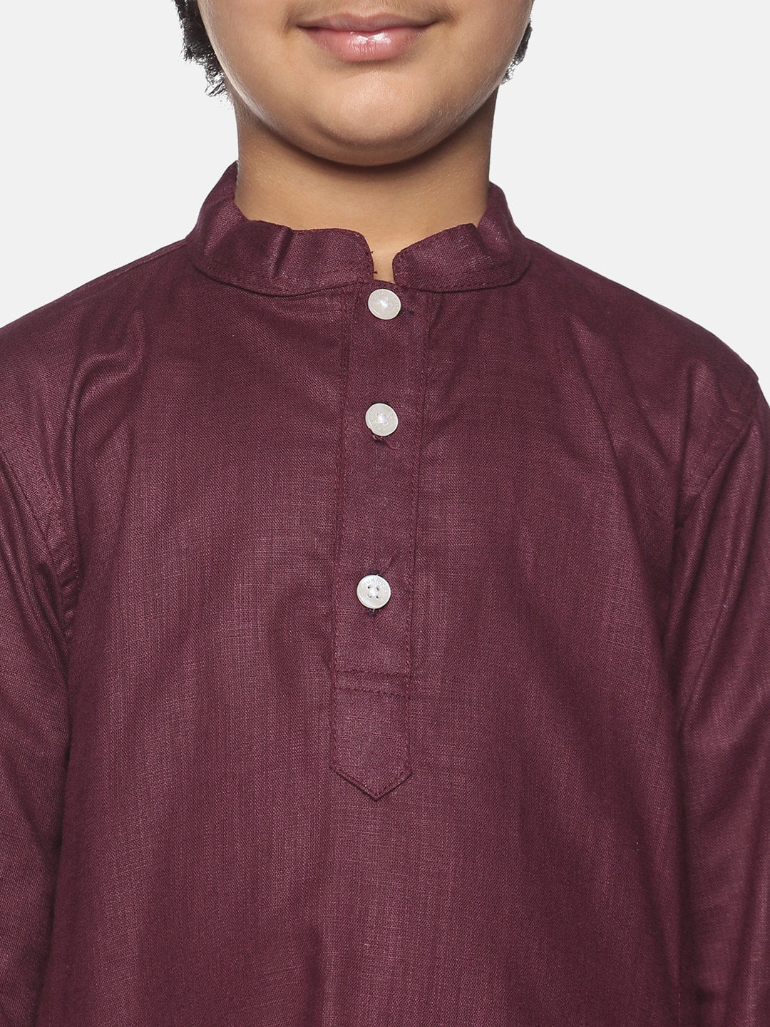 Sethukrishna Boys Burgundy Pure Cotton Kurta with Churidar - Distacart