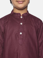 Thumbnail for Sethukrishna Boys Burgundy Pure Cotton Kurta with Churidar - Distacart