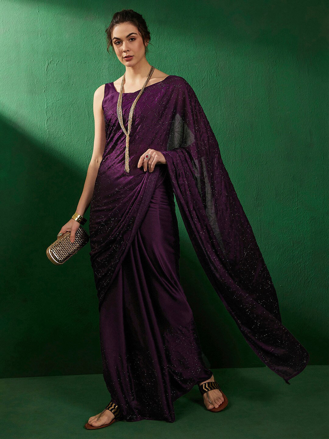 Sangria Embellished Beads and Stones Sarees - Distacart