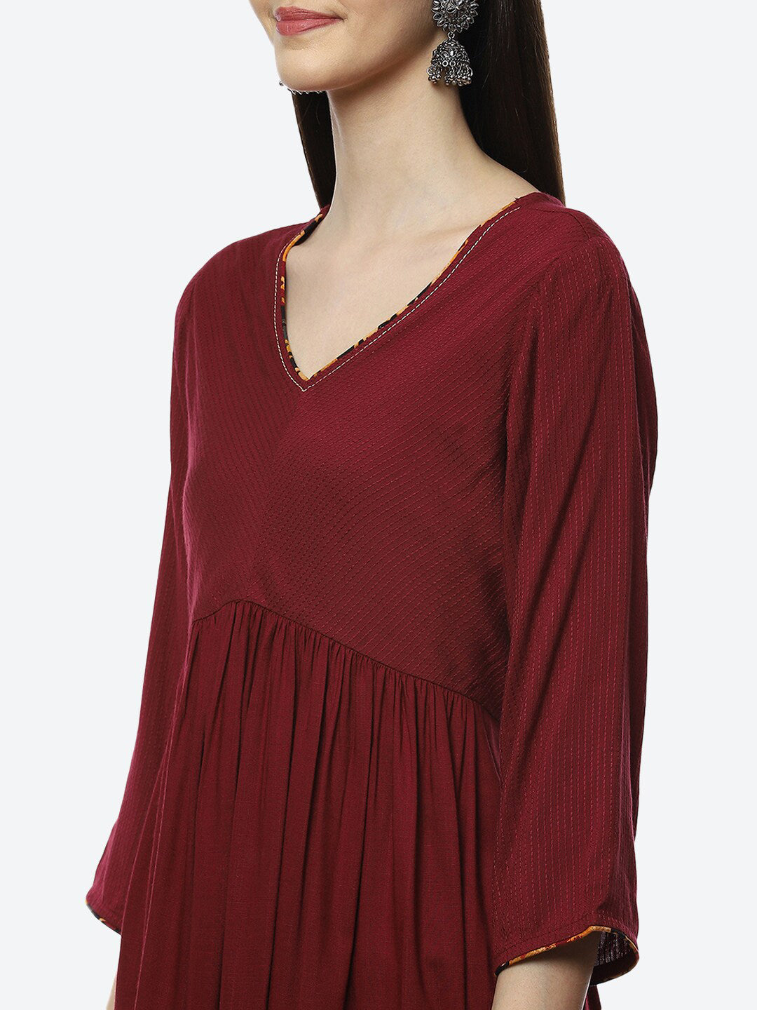 Biba Women Maroon Kurta with Trousers & With Dupatta - Distacart