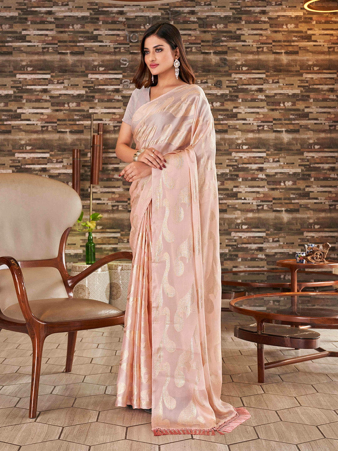 Tikhi Imli Woven Design Satin Jacquard Ready to Wear Saree - Distacart