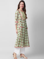 Thumbnail for Kalini Ethnic Motif Printed Thread Work Anarkali Pure Cotton Kurta - Distacart