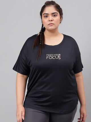 MKH Plus Size Typography Printed Relaxed Fit Dri-FIT T-shirt - Distacart