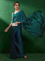 Thumbnail for Sangria Striped Embellished Satin Beads and Stones Saree - Distacart